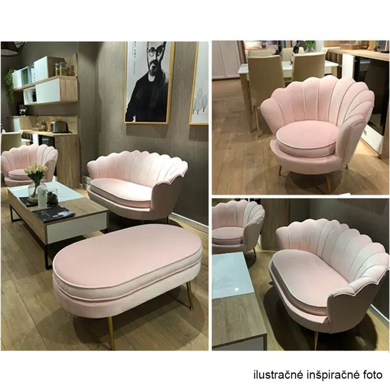 Kreslo v štýle Art-deco, ružová Velvet látka-gold chróm-zlatý