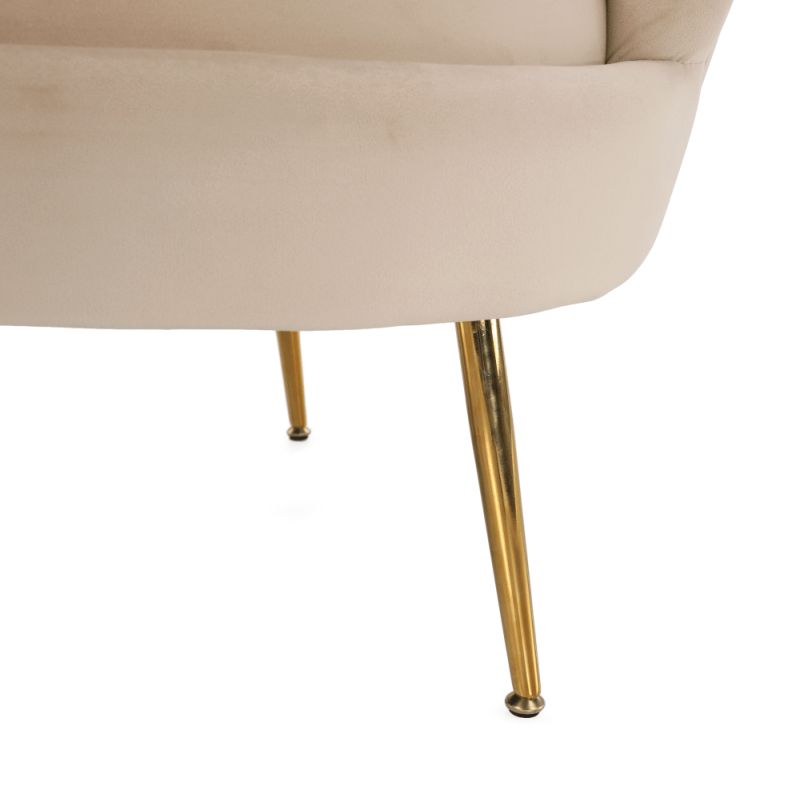 Lavica v štýle Art-deco, béžová Velvet látka-gold chróm-zlatý