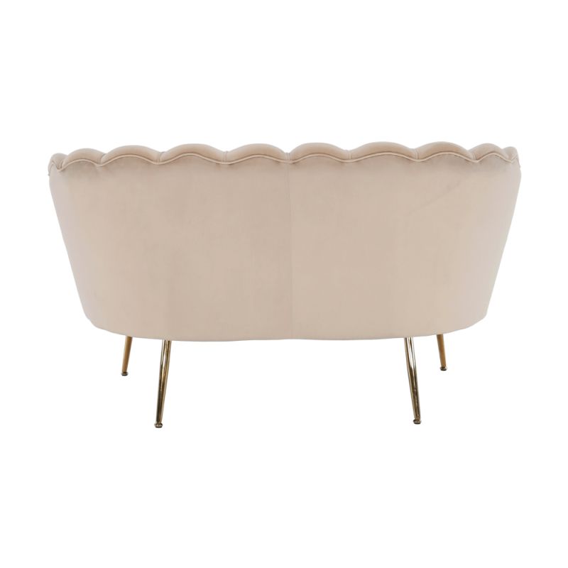 Lavica v štýle Art-deco, béžová Velvet látka-gold chróm-zlatý