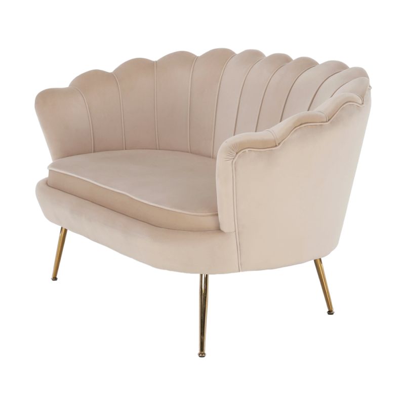 Lavica v štýle Art-deco, béžová Velvet látka-gold chróm-zlatý