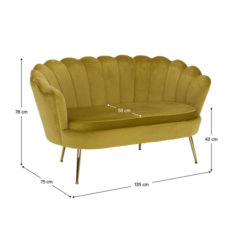Lavica v štýle Art-deco, horčicová Velvet látka-gold chróm-zlatý