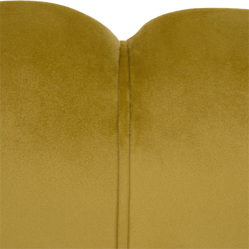 Lavica v štýle Art-deco, horčicová Velvet látka-gold chróm-zlatý
