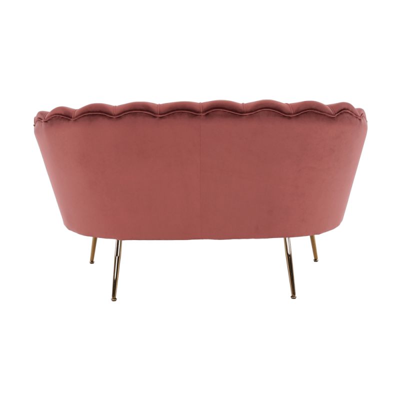 Lavica v štýle Art-deco, ružová Velvet látka-gold chróm-zlatý