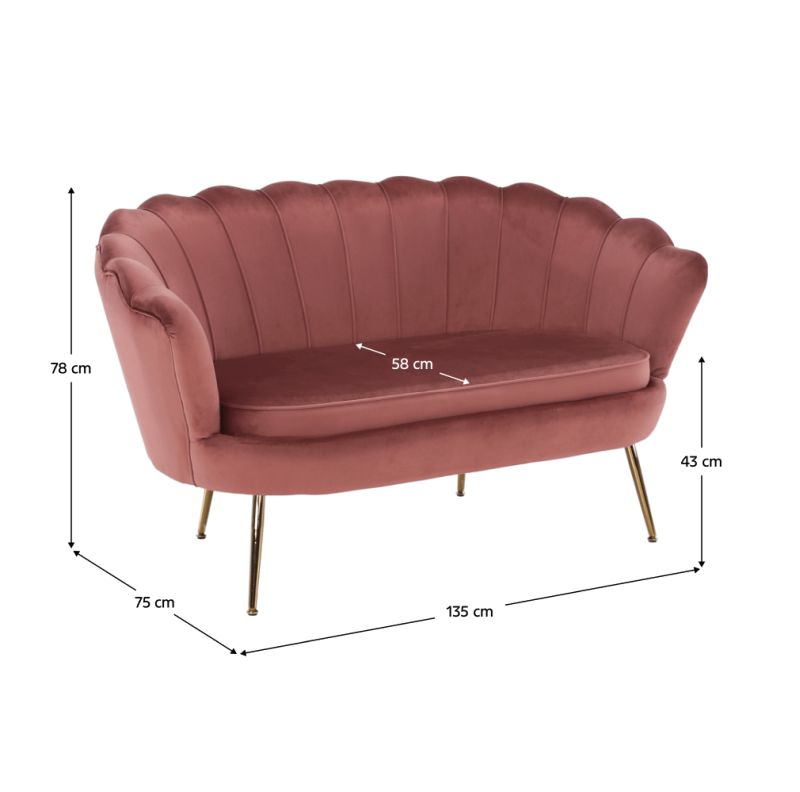 Lavica v štýle Art-deco, ružová Velvet látka-gold chróm-zlatý
