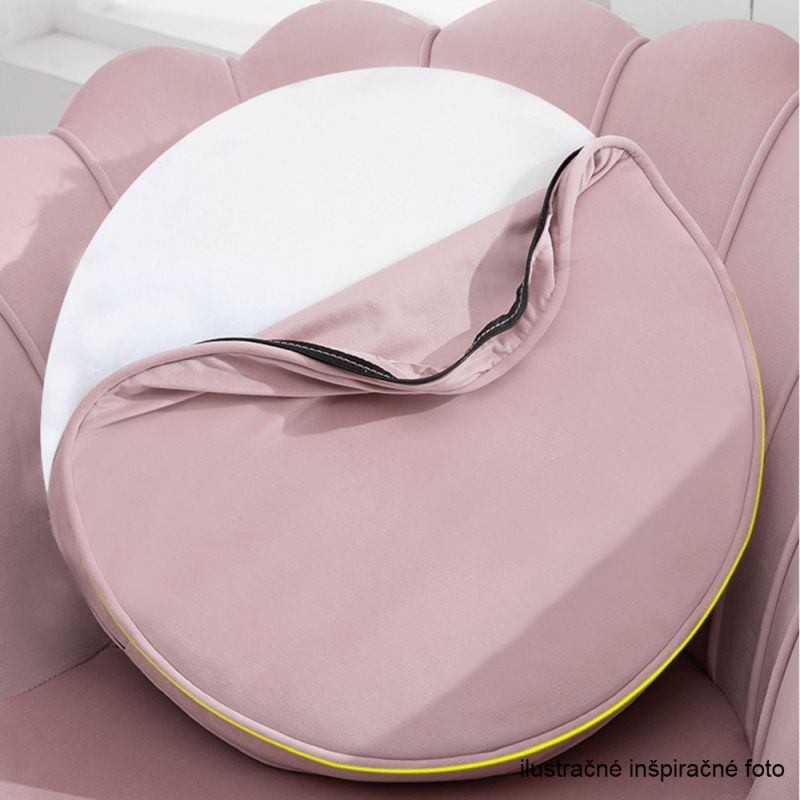 Lavica v štýle Art-deco, ružová Velvet látka-gold chróm-zlatý
