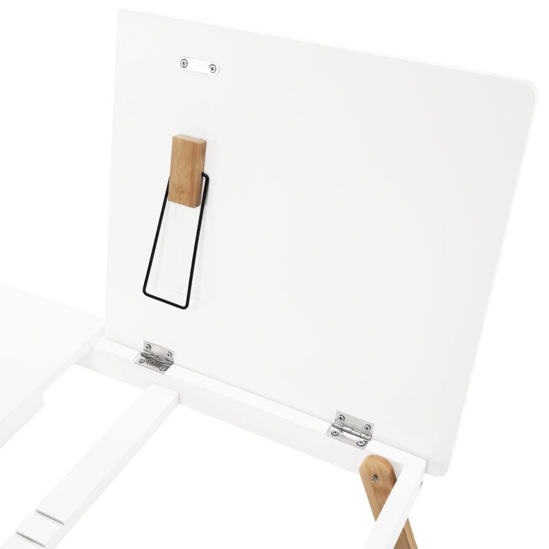 Príručný stolík na notebook/držiak na tablet, biela-prírodný bambus