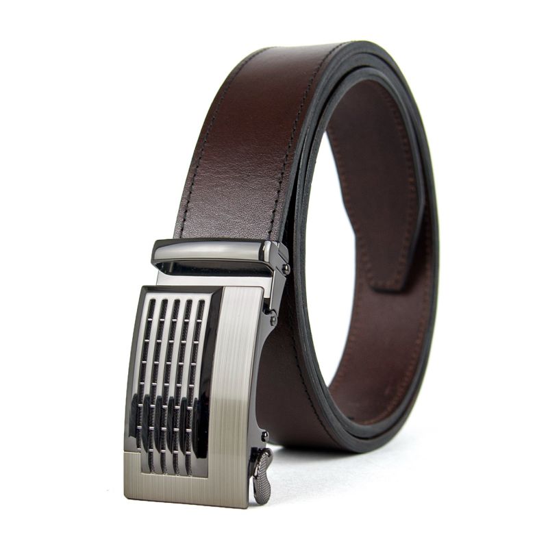 Opasok z pravej kože s automatickou prackou GRILL - Tmavo hnedá (VGRILL-TH)