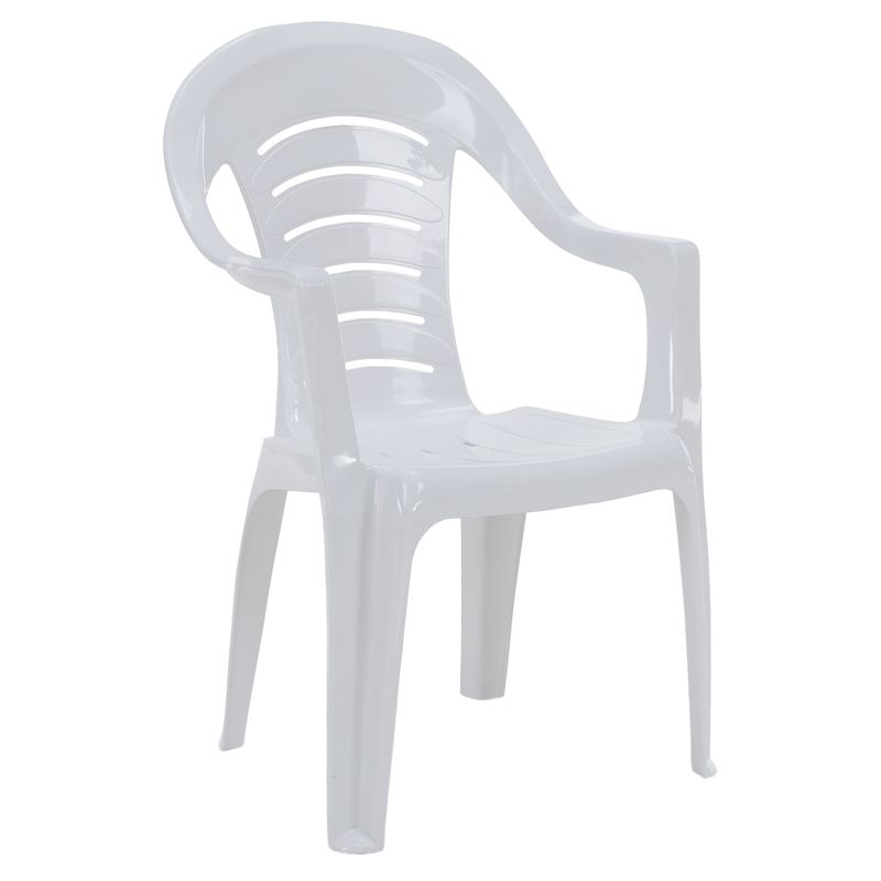 Záhradné stohovateľné kreslo, biely plast