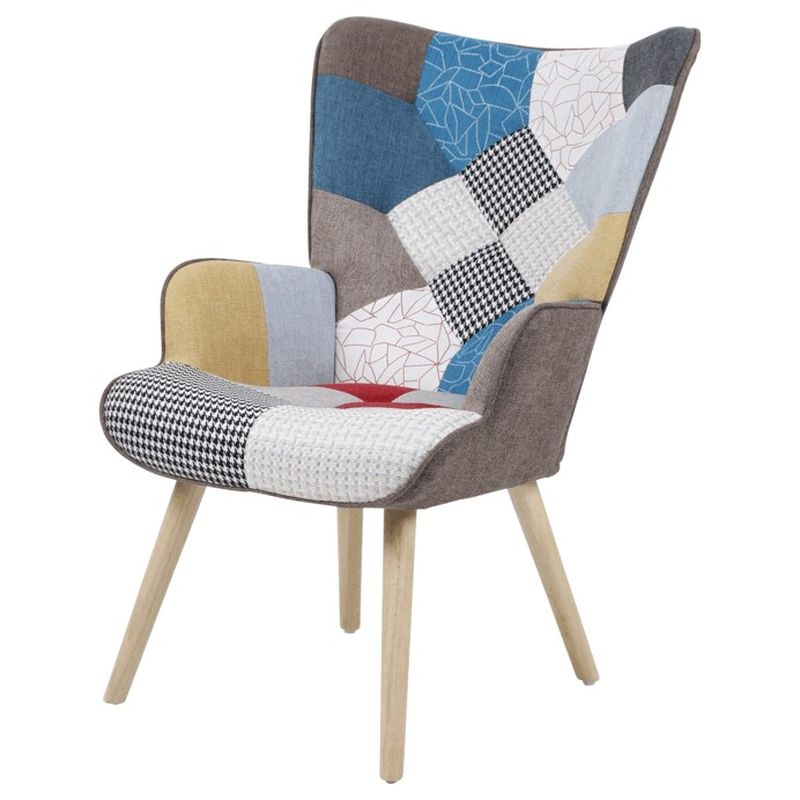 Relaxačné kreslo ušiak, viacfarebné patchwork, látka