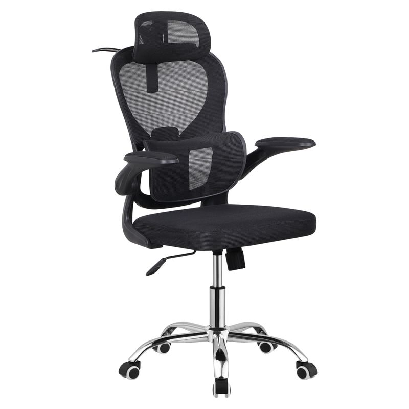 Ergonomické kancelárske kreslo v čiernej sieťovine, podstava chróm