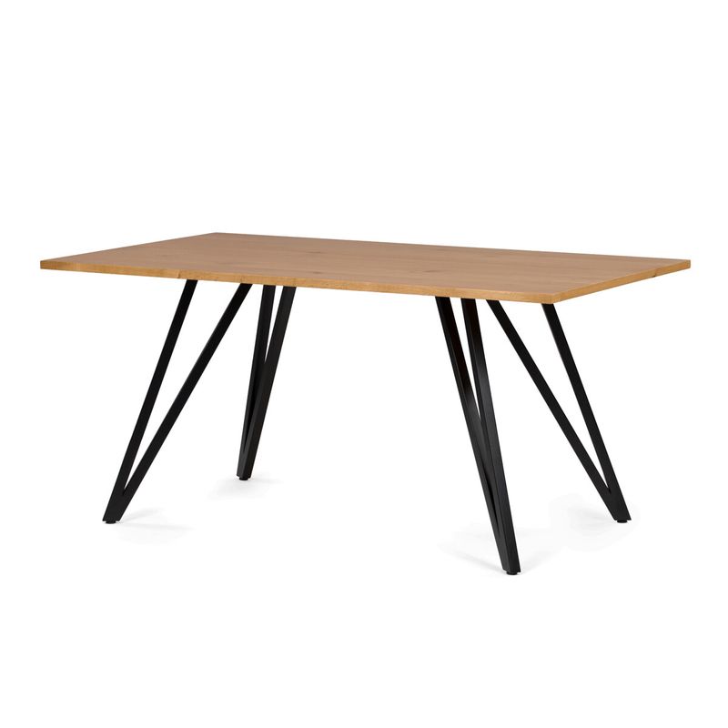Moderný jedálenský stôl 160x90, dýha dub, čierny kov