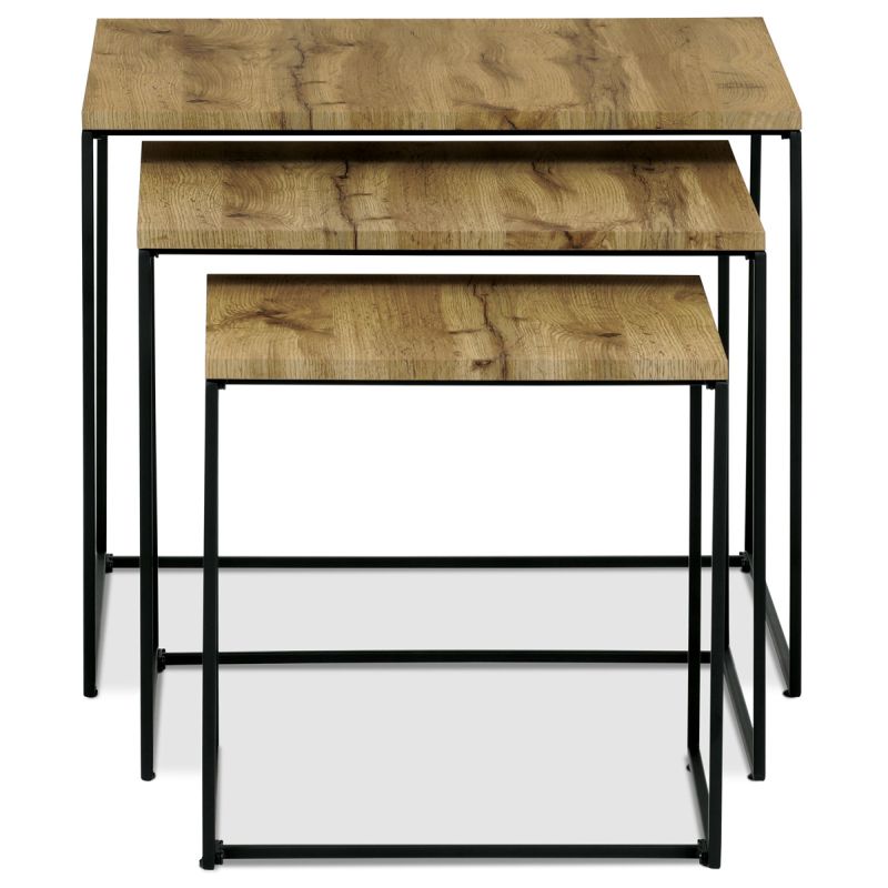 Set 3 ks odkladacích stolíkov, MDF doska, dekor divoký dub