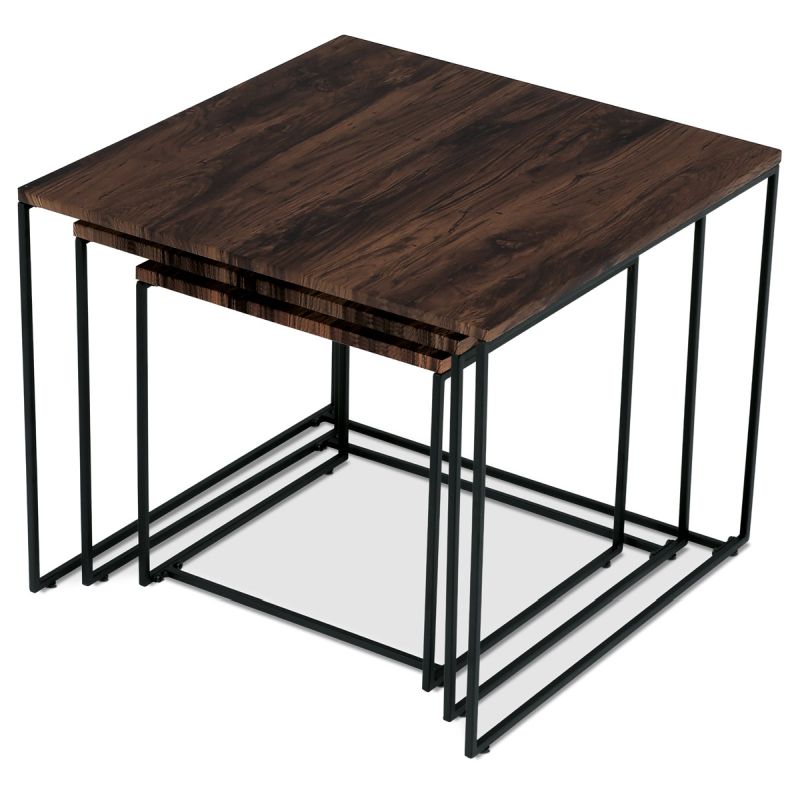 Set 3 ks odkladacích stolíkov, MDF doska, dekor orech