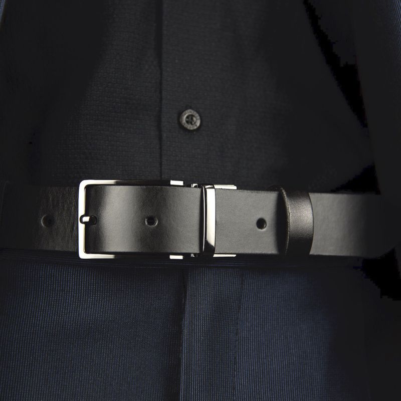 Kožený opasok MODERN PEARL, šírka 3.3cm - Čierna