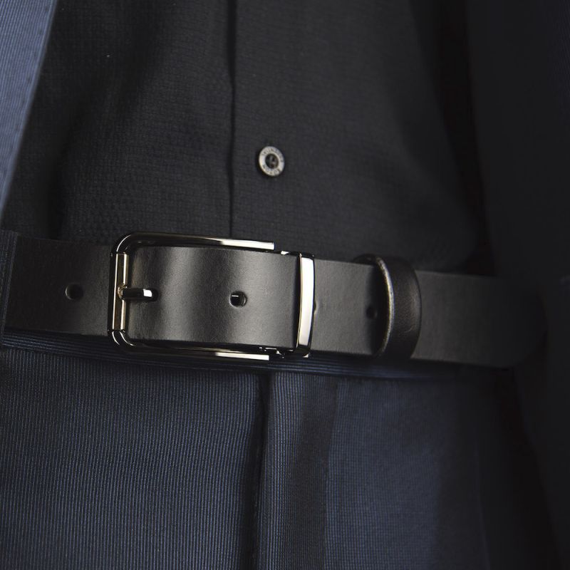 Kožený opasok PEARL GOLD, šírka 3.3cm - Čierna