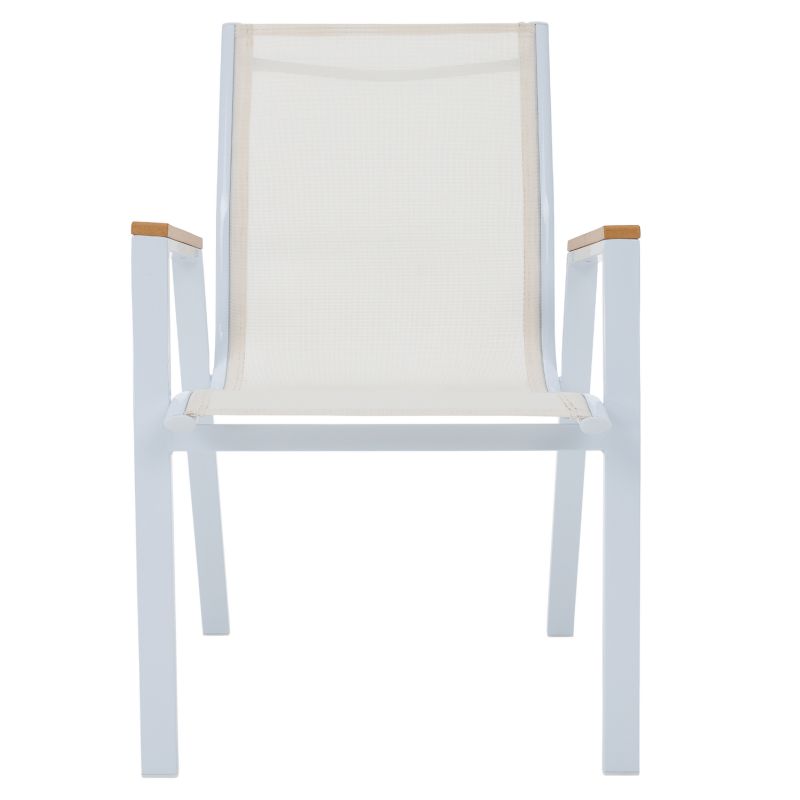 Záhradná stohovateľná stolička z umelej látky v bielom farebnom prevedení