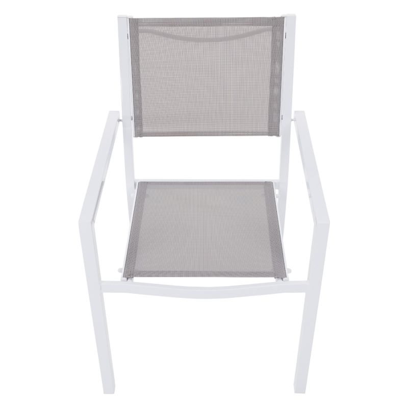 Záhradná stohovateľná stolička z umelej textílie v svetlosivej farbe