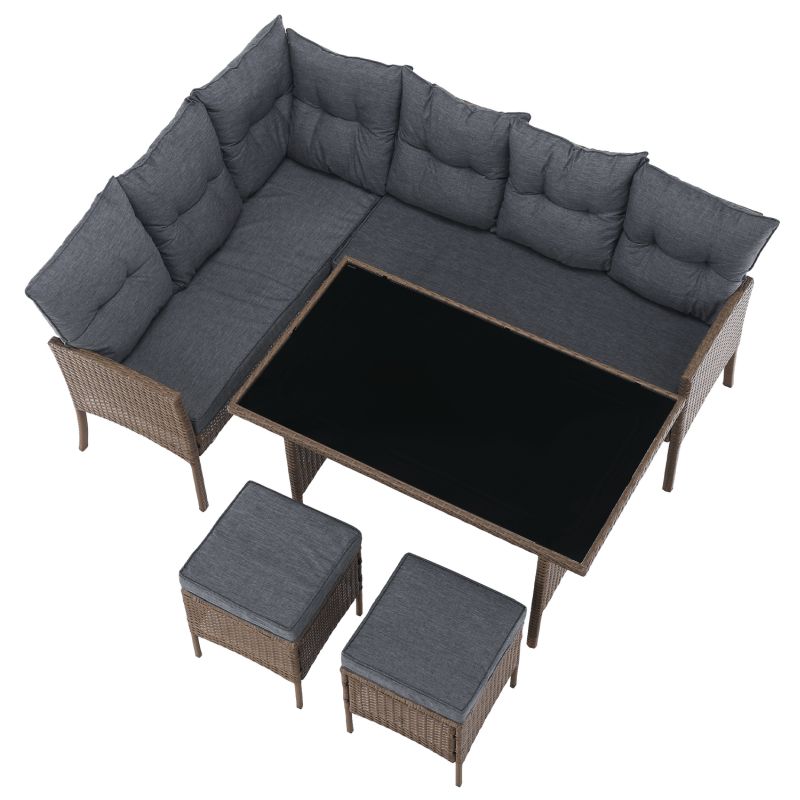 Záhradný ratanový set, technoratan v prírodnom farebnom prevedení