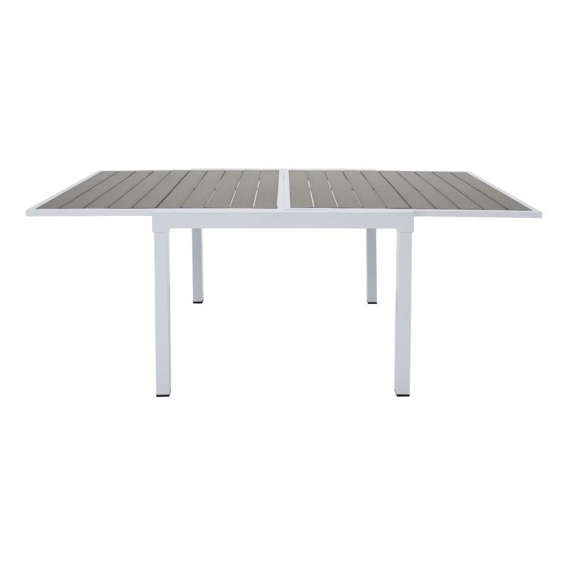 Záhradný rozkladací stôl, biela oceľ-sivý