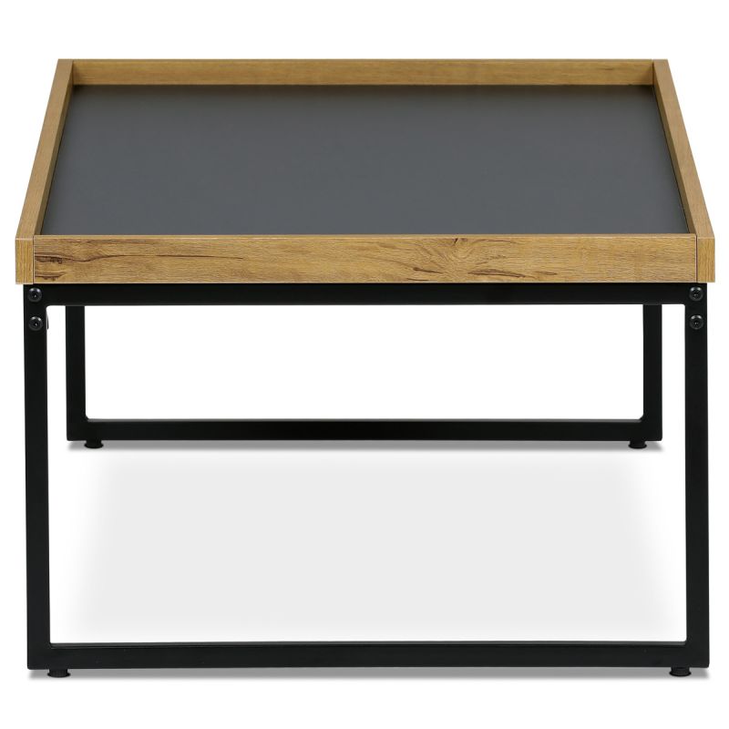 Konferenčný stolík, doska šedá s dekoratívnou hranou divoký dub, 100x60