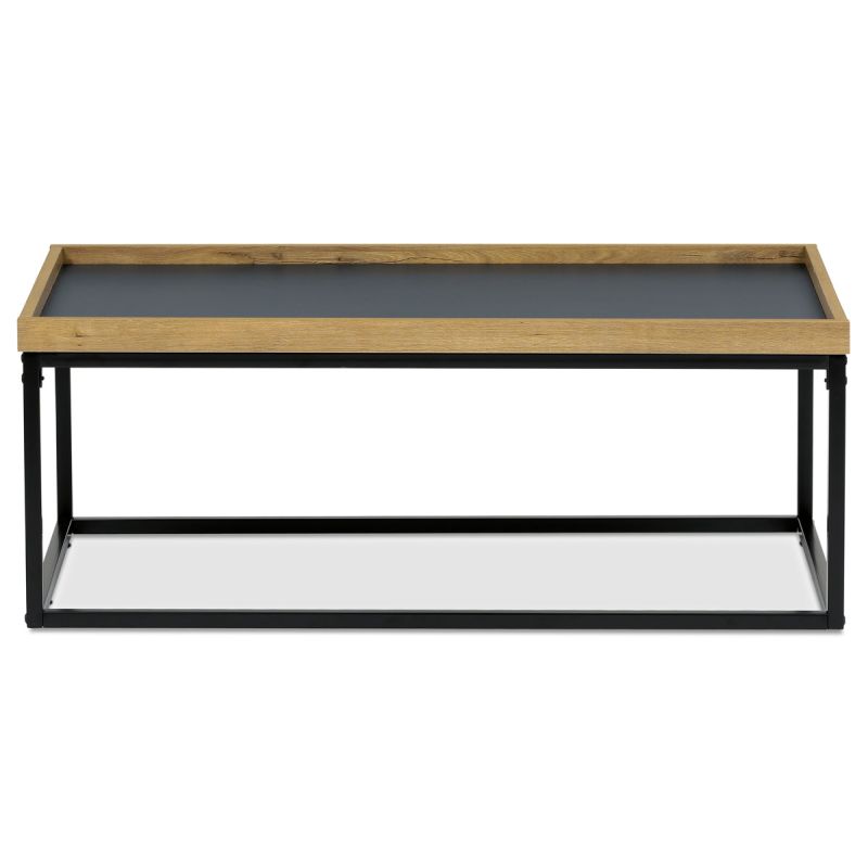 Konferenčný stolík, doska šedá s hranou divoký dub, 100x60