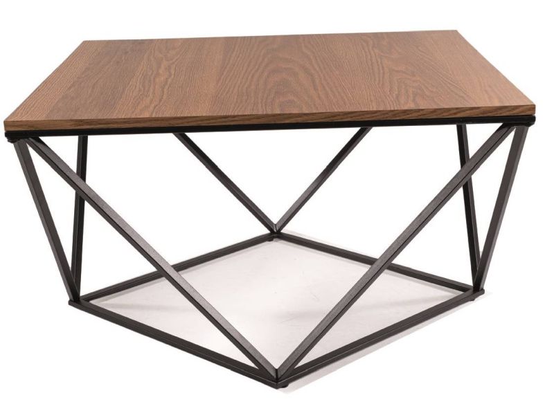 Atraktívny dizajnový konferenčný stolík 80x80, čierna-orech