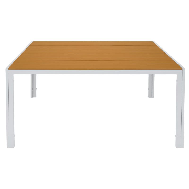 Záhradný stôl, biela oceľ-dub