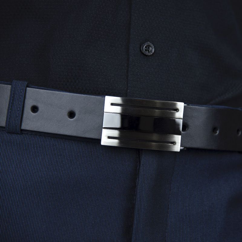 Kožený opasok CONSTRUCT, šírka 3.3cm - Čierna