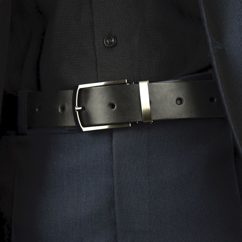 Kožený opasok GUN-RIDE, šírka 3.3cm - Čierna