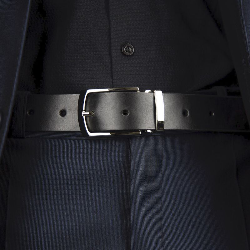 Kožený opasok SILVER-RIDE, šírka 3.3cm - Čierna