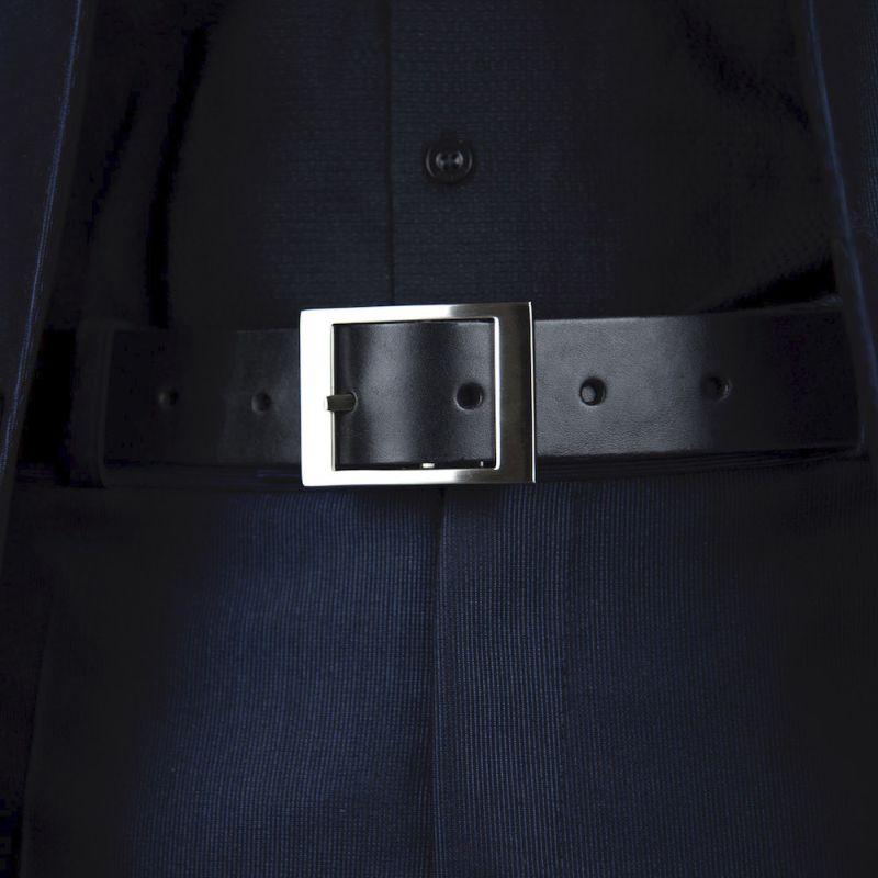 Kožený opasok SILVER-TRICK, šírka 3.3cm - Čierna