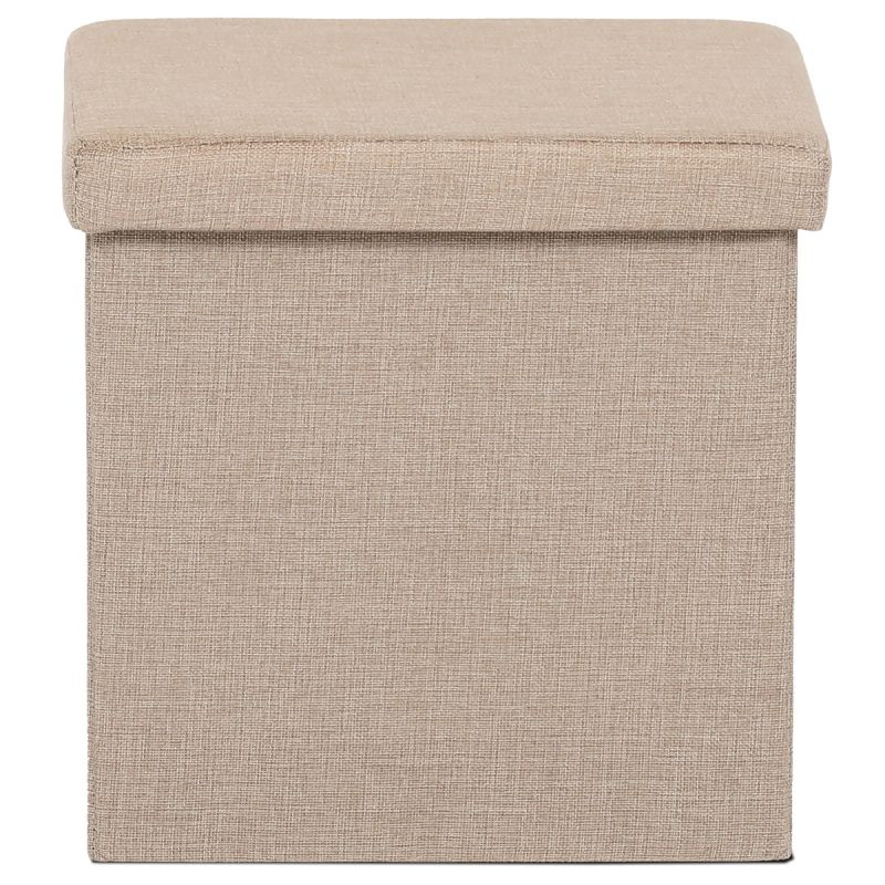 Taburet s úložným priestorom, látka krémová