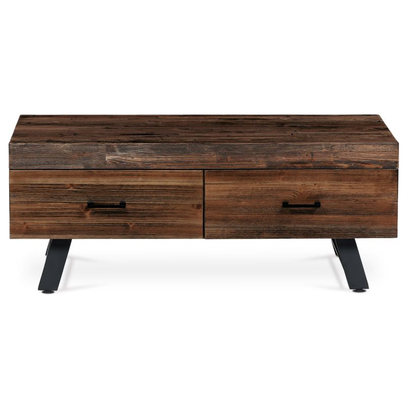 Konferenčný stôl 120x60 cm, MDF doska s dekórom starej drevenej dosky so zásuvkami