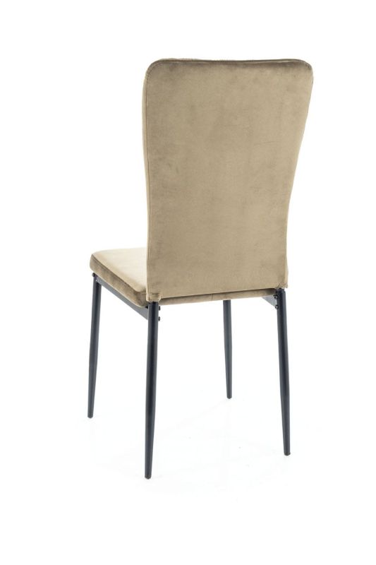 Stolička jedálenská s prešívanou opierkou a mäkkým sedadlom, čierny mat-svetlo sivá bluvel 03