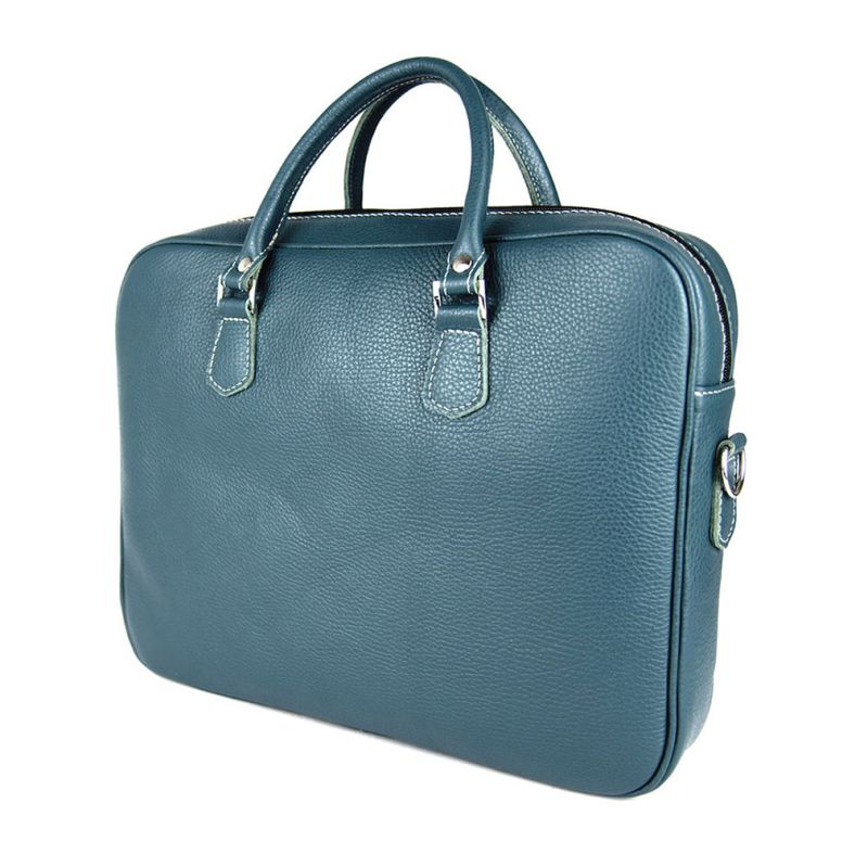Kožená pracovná cestovná taška v petrolejovej farbe