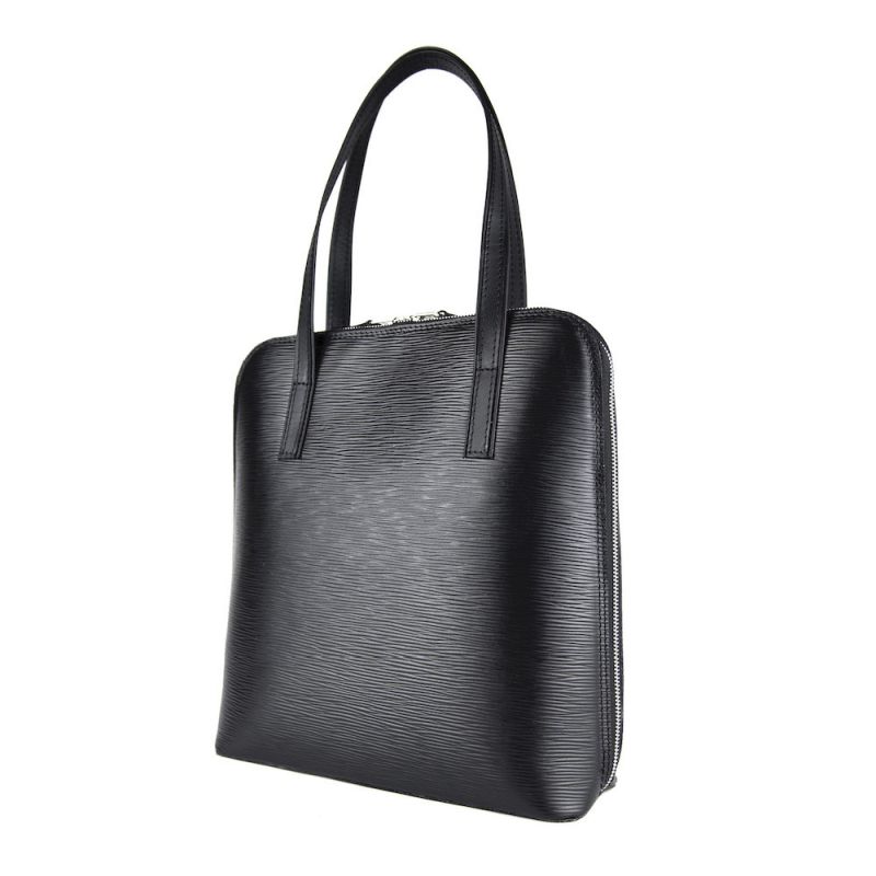 Luxusná kožená kabelka 8192 s reliéfnym dezénom kože v čiernej farbe