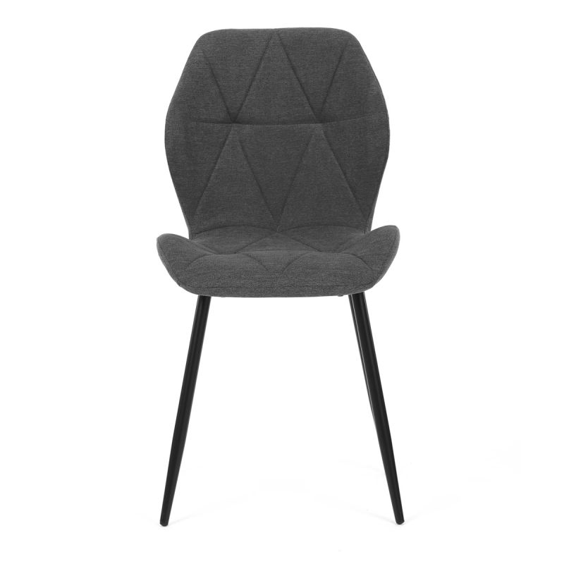 Jedálenská minimalistická stolička v industriálnom štýle, poťah sivá látka