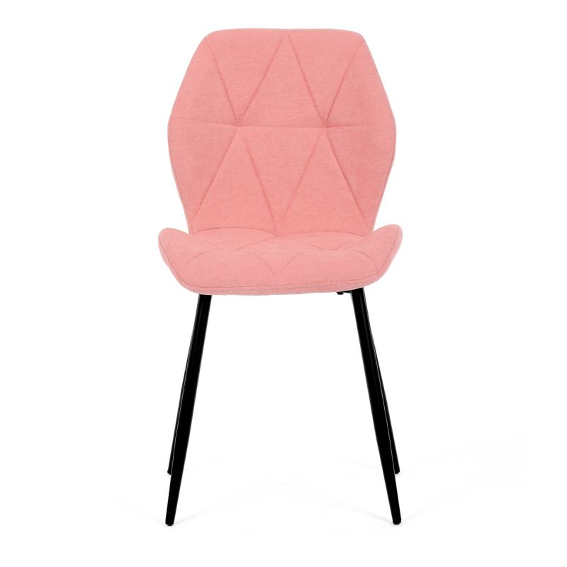 Jedálenská minimalistická stolička v industriálnom štýle, poťah ružová látka