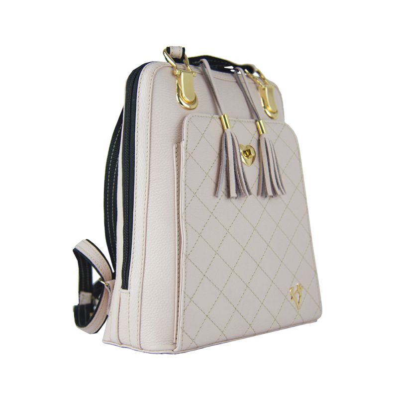 Luxusný kožený ruksak z pravej hovädzej kože 8668 v ružovej farbe