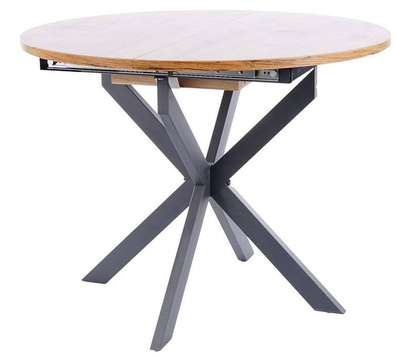 Jedálenský rozkladací stôl, dub artisan-čierny mat