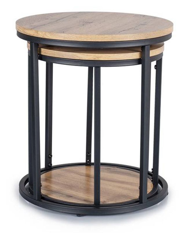 Univerzálny set konferenčných stolíkov, čierny mat-dub artisan