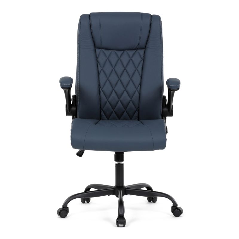 Pohodlná moderná kancelárska stolička, tmavo modrá ekokoža
