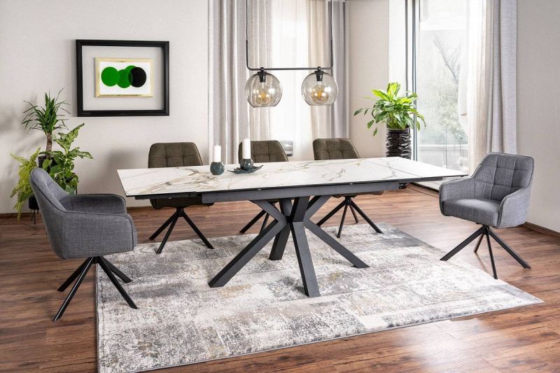 Luxusná a štýlová jedálenská stolička s prešívaním, čierna-sivá 13