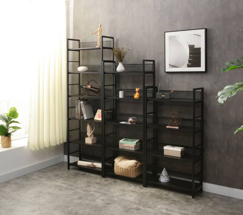 Jednoduchý regál R6, čierna-čierny mat