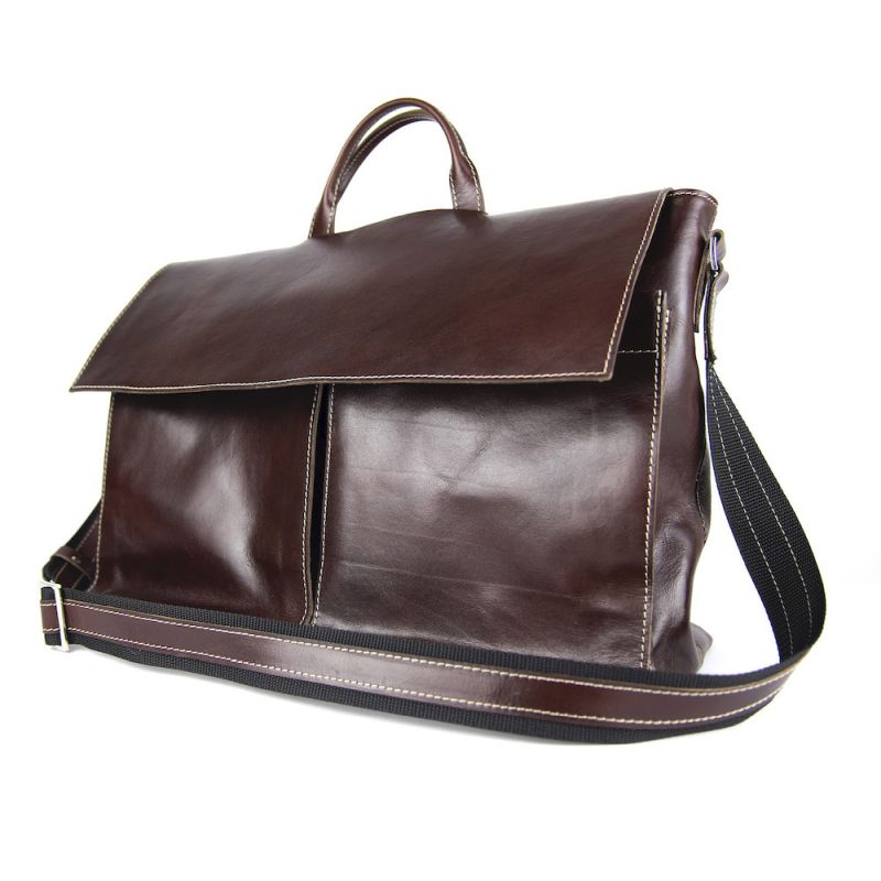 Luxusná exkluzívna kožená aktovka 8369 v tmavo hnedej farbe