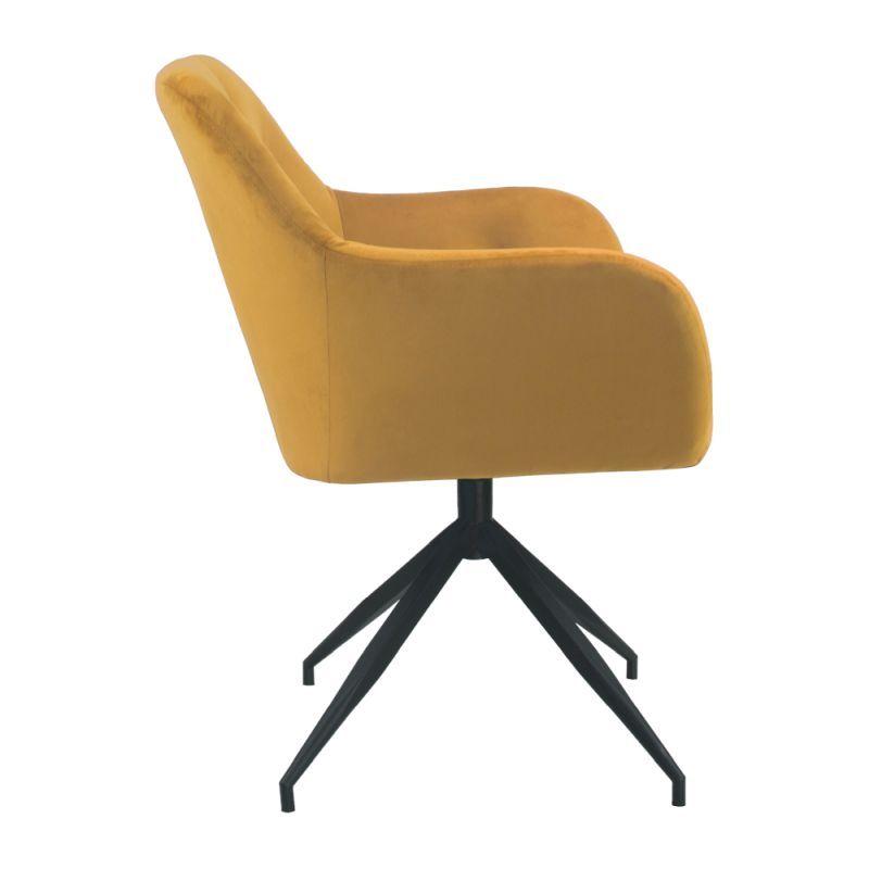 Moderná a pohodlná otočná stolička, horčicová látka Velvet