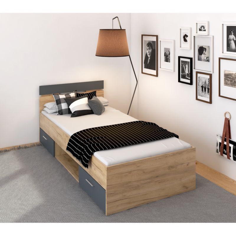 Elegantná posteľ s nádychom šarmu 90, dub artisan-grafit