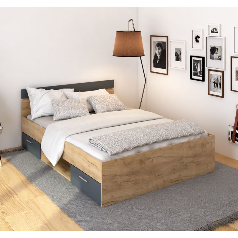 Elegantná posteľ s nádychom šarmu 140, dub artisan-grafit