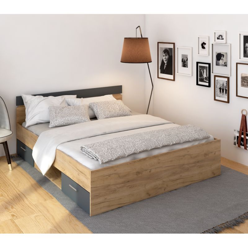 Elegantná posteľ s nádychom šarmu 160, dub artisan-grafit