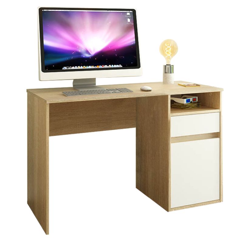 Štýlový PC stôl, dub sonoma-biela